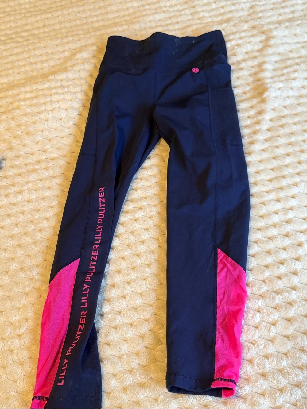 Lilly Pulitzer Navy Leggings with Hot Pink Panels